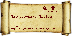 Matyasovszky Milica névjegykártya